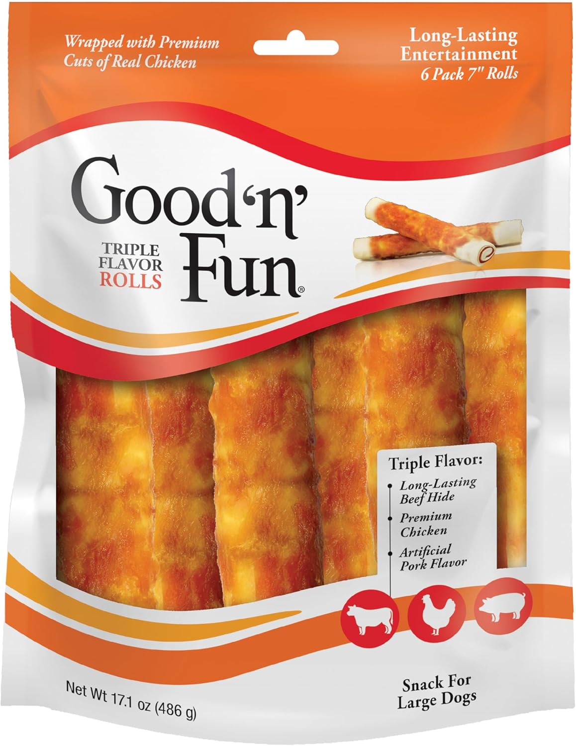 Good ‰Û÷n‰۪ Fun Triple Flavor Rolls for Large Dogs, Treat Your Dog to