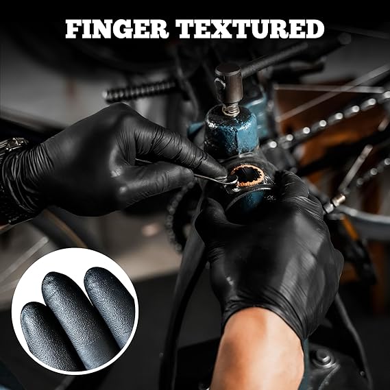 TitanFlex Disposable Nitrile Exam Gloves, 6-mil, Black, Heavy Duty, Latex