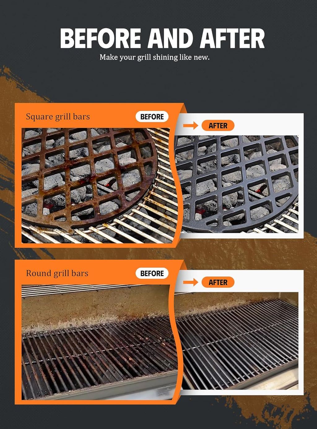 MEKER Grill Brush Bristle Free, Grill Cleaner Brush with 5 BBQ Replacement