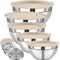 8PCS Stainless Steel Mixing Bowls with Lids - 5PCS Nesting Bowls