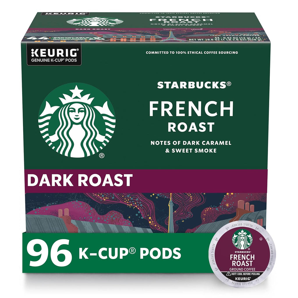Starbucks K-Cup Coffee Pods, Dark Roast Hot or Iced Coffee, French Roast, 96