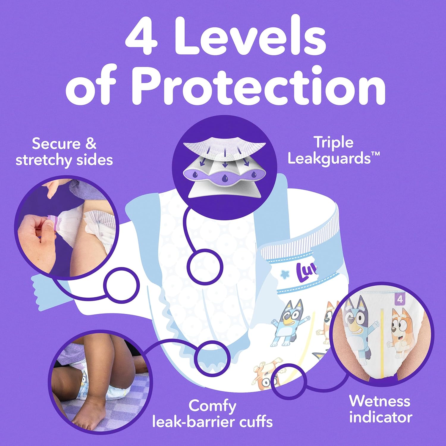 Luvs Diapers - Size 5, 172 Count, Bluey Platinum Protection Baby Diaper