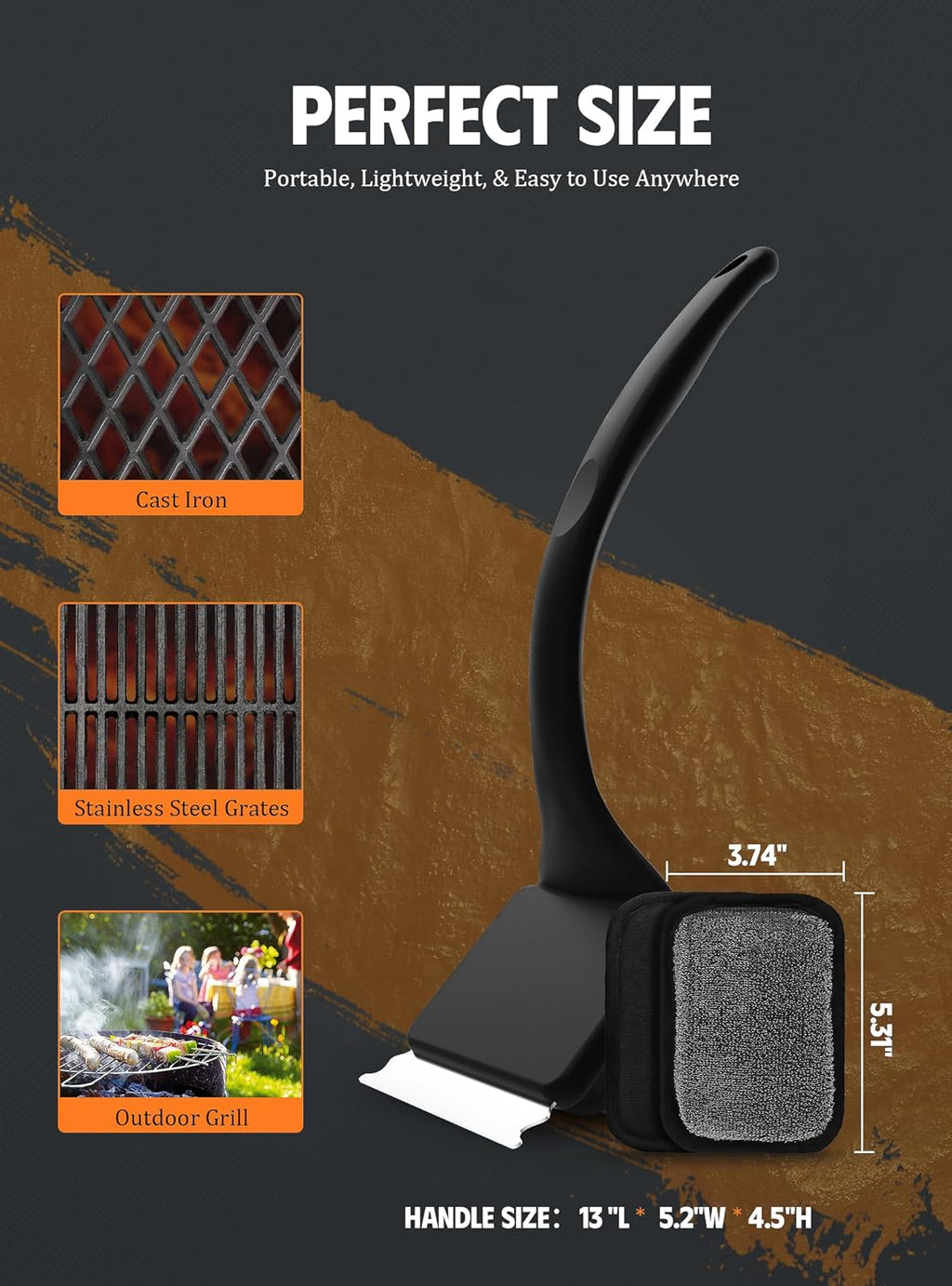 MEKER Grill Brush Bristle Free, Grill Cleaner Brush with 5 BBQ Replacement