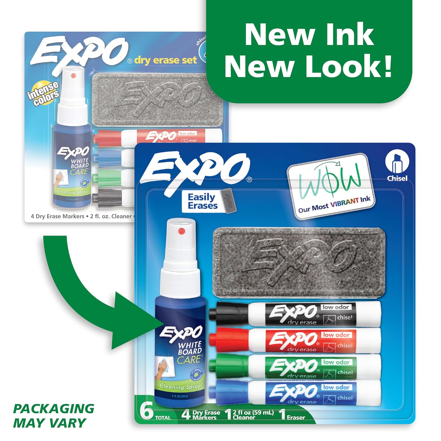 EXPO Dry Erase Markers Kit, Chisel Tip, Assorted Colors, Eraser, Spray