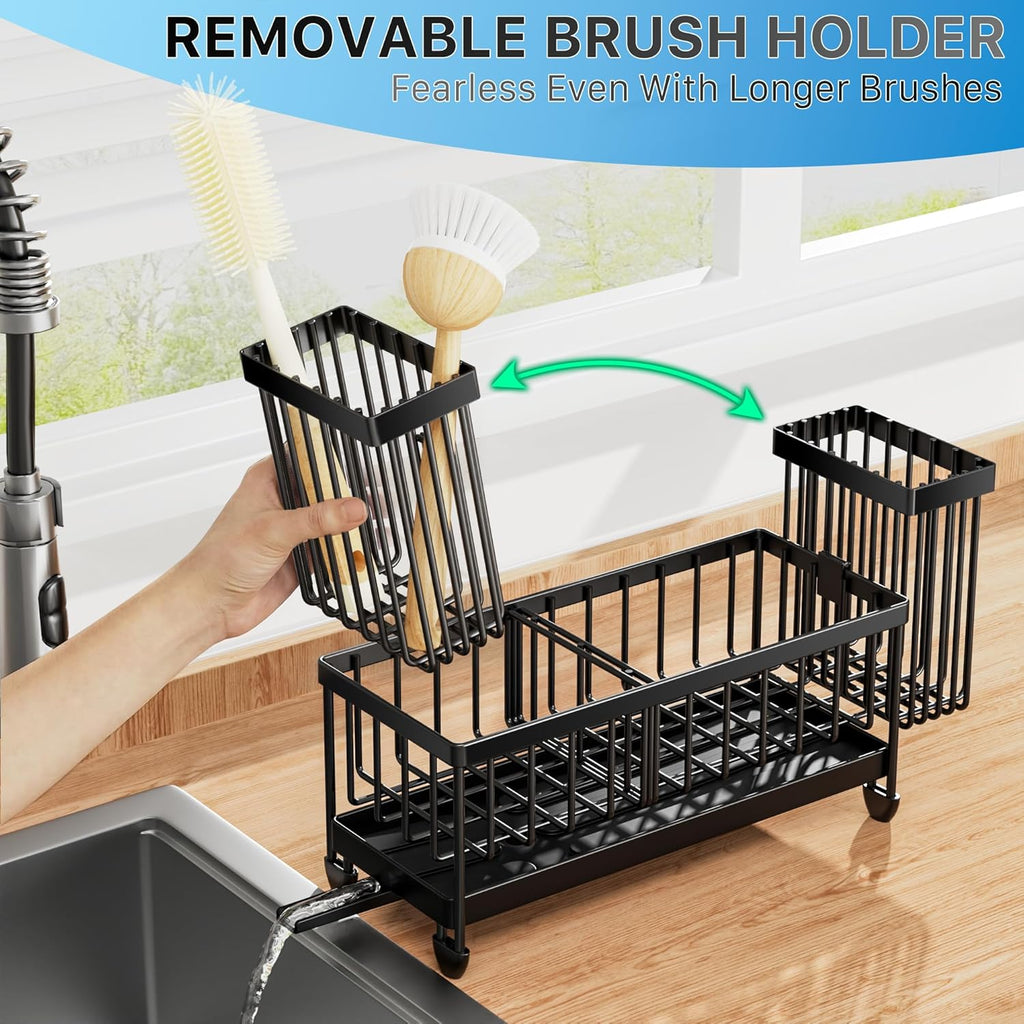 Cisily Sponge Holder for Kitchen Sink, Sink Caddy Organizer with High Brush