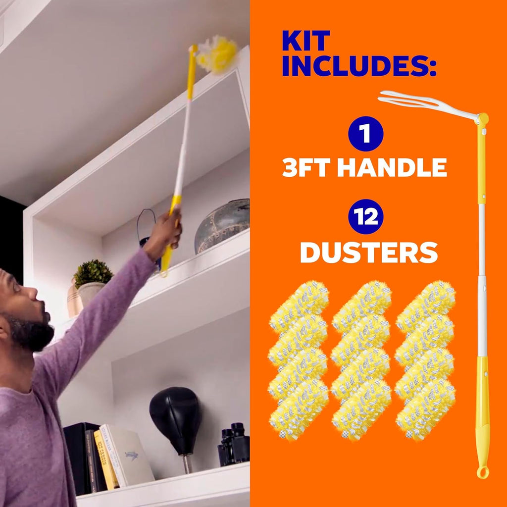 Swiffer Duster Kit with 3 ft Extendable Handle, Heavy Duty Dusting Starter