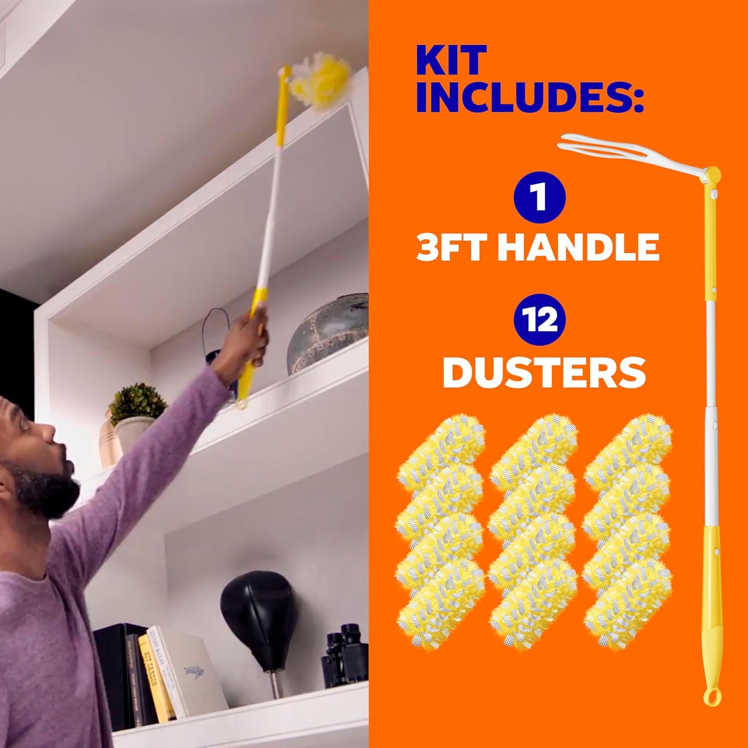 Swiffer Duster Kit with 3 ft Extendable Handle, Heavy Duty Dusting Starter