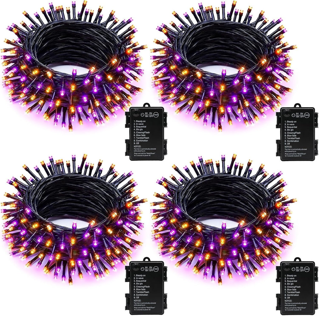 Brightown 4 Pack Battery Operated Halloween Lights, 17FT String Lights