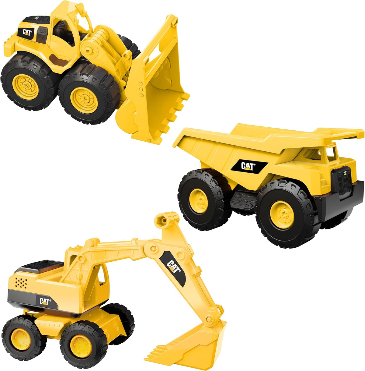 Cat Construction 7" Dump Truck, Loader & Excavator toys Combo Pack