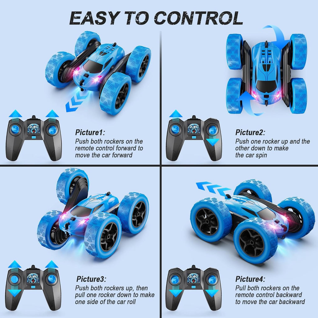 QUNREDA Remote Control Car, RC Cars Toys for Kids Ages 6-12, 4WD Stunt Car