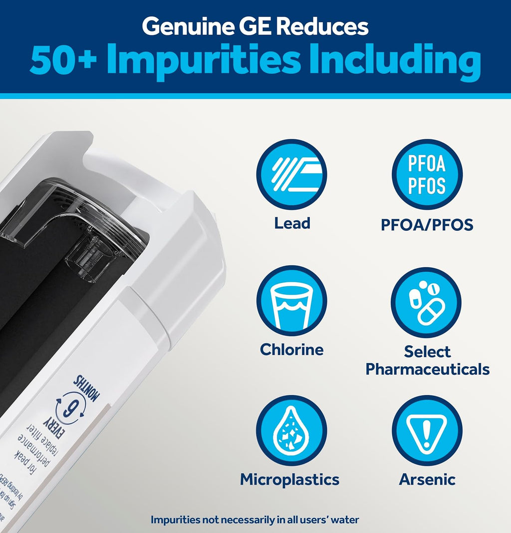 GE XWFE Refrigerator Water Filter, Genuine Replacement Filter, Certified to
