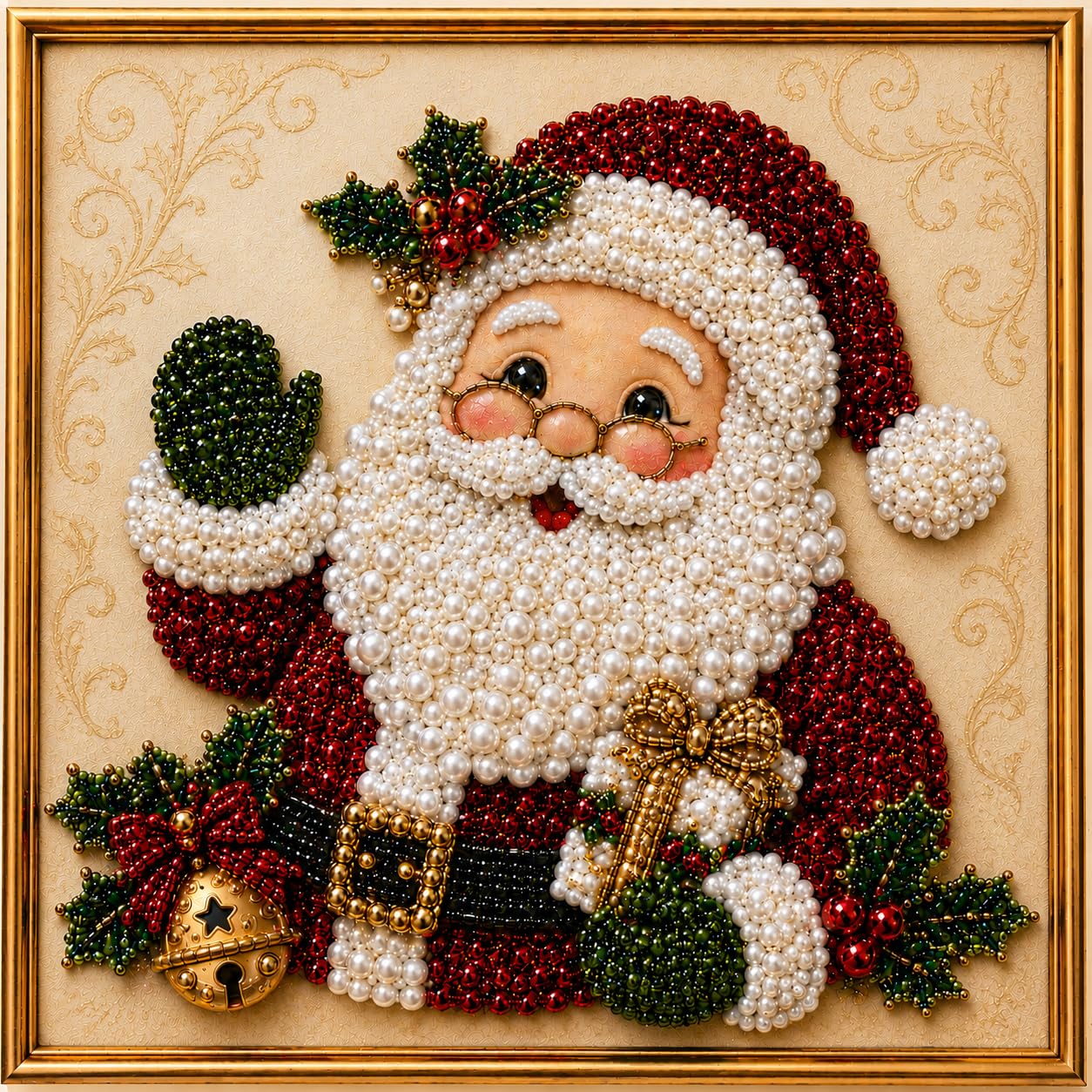 LJSCQF DIY Christmas Pearl Diamond Painting Art Kit with Frame, Home Wall