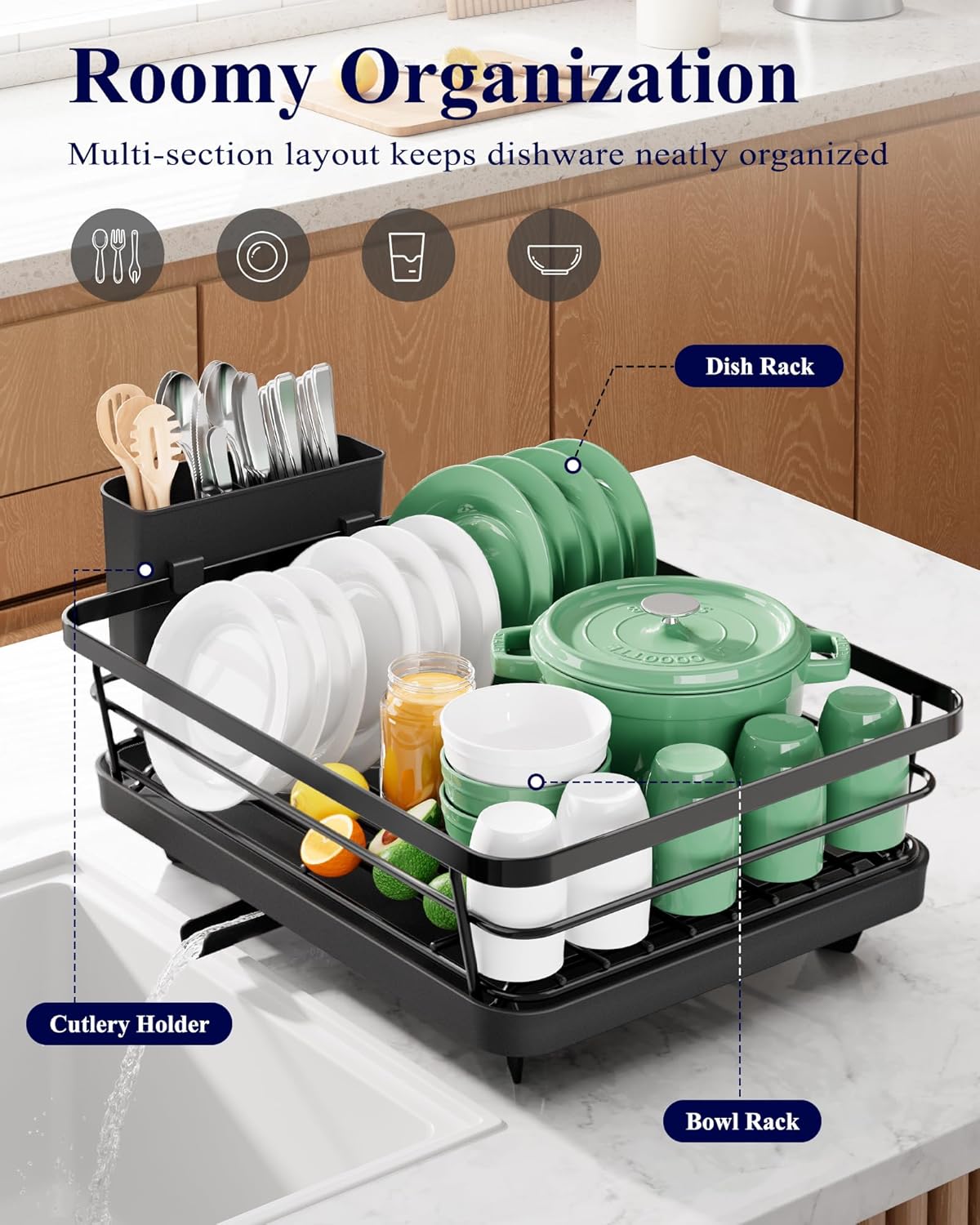 Kitsure Dish Drying Rack for Kitchen Counter, Stainless Steel Sink