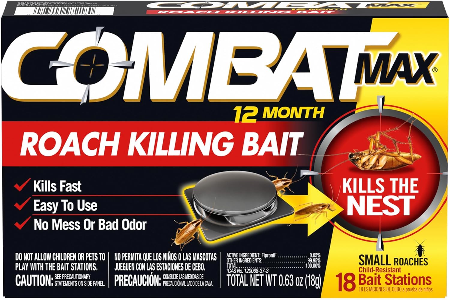 Combat Max 12 Month Roach Killing Bait, Small Roach Bait Station