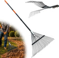Rake for Leaves,24-Tine High-Resilience Steel-Toothed Extra-Wide Leaf Rake
