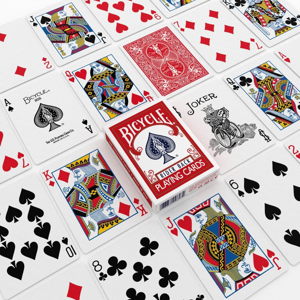 Bicycle Rider Back Playing Cards, Standard Poker Size Deck of Cards, Red &