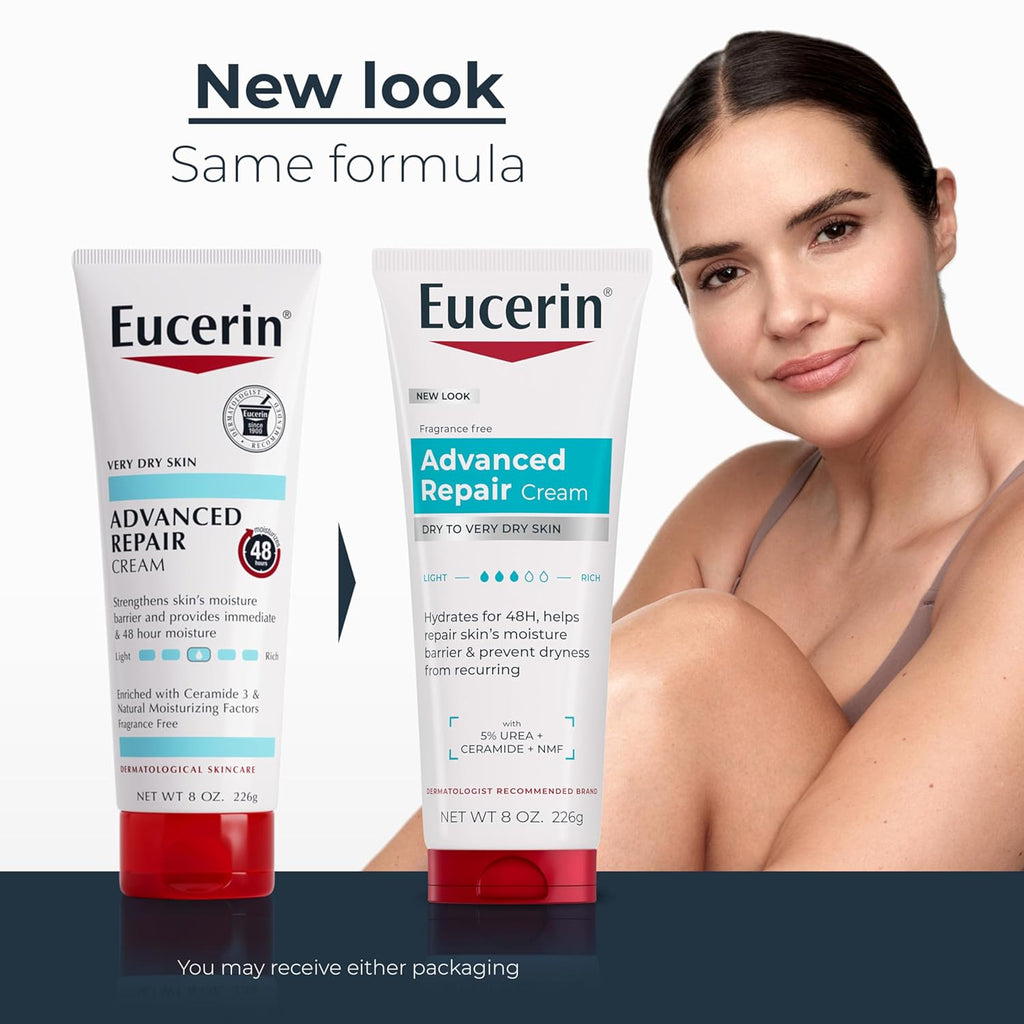 Eucerin Advanced Repair Body Cream for Very Dry Skin, Fragrance Free Daily
