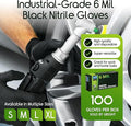 Inspire Black Nitrile Gloves HEAVY DUTY 6 Mil Nitrile Chemical Resistant