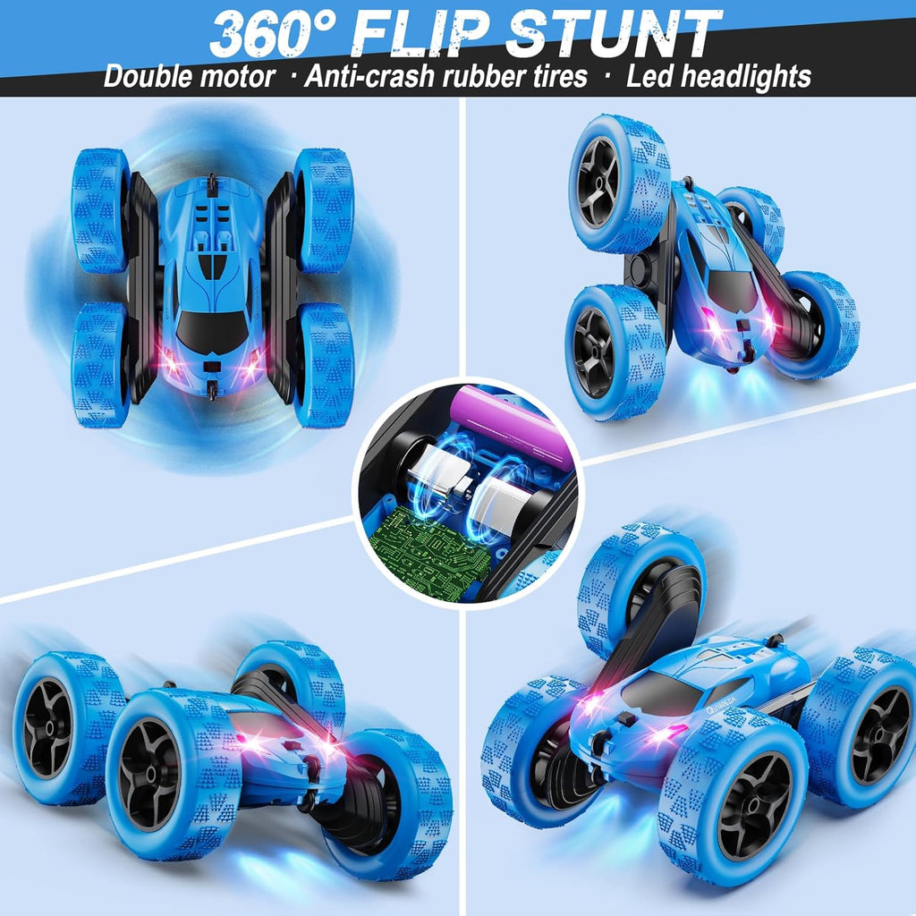 QUNREDA Remote Control Car, RC Cars Toys for Kids Ages 6-12, 4WD Stunt Car