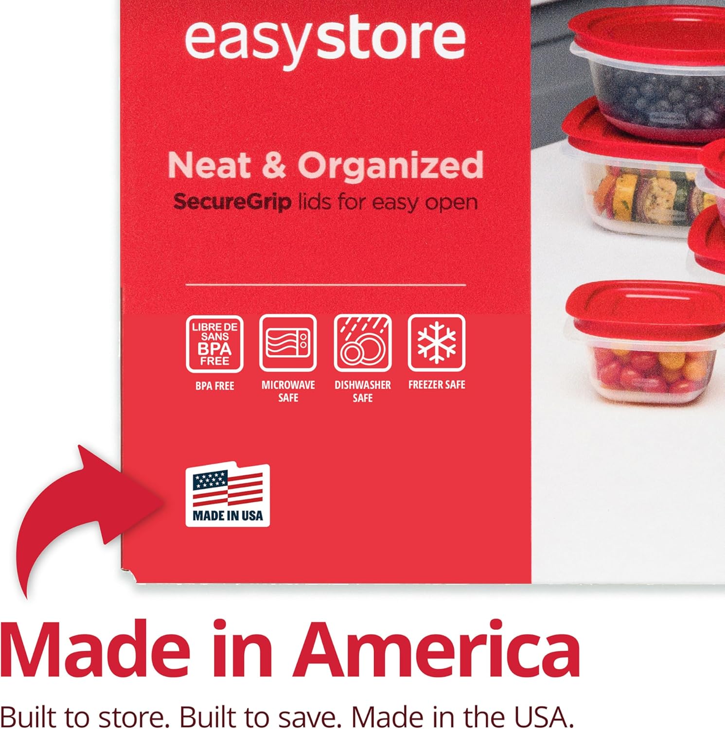 Rubbermaid EasyStore Large Containers, 18-Piece Set, Food Storage Containers