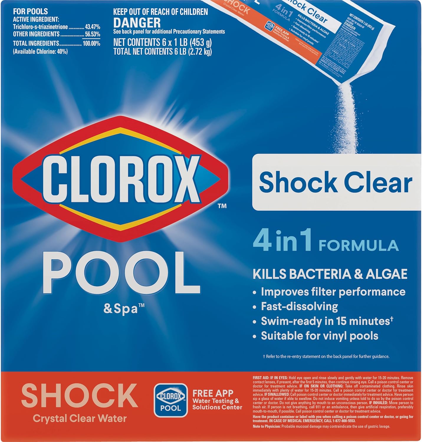 Cloroxå¨ Pool&Spa‰ã¢ Shock Clear, for Crystal Clear Swimming Pool Water