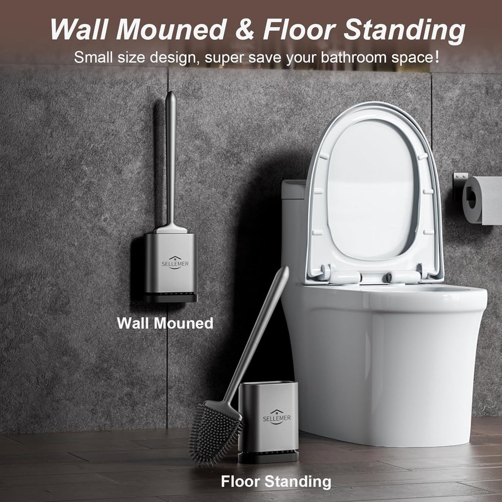 Sellemer Toilet Brush and Holder Set - Flexible Toilet Bowl Brush Head with