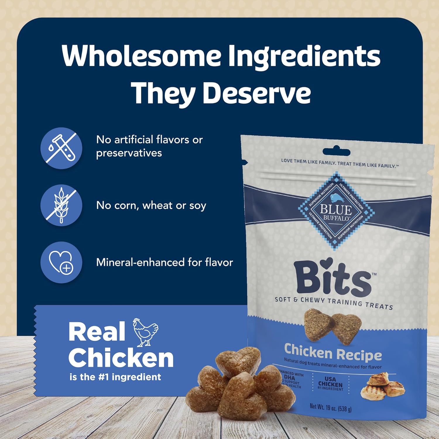 Blue Buffalo Bits Soft Dog Treats for Training, Made with Natural Ingredients