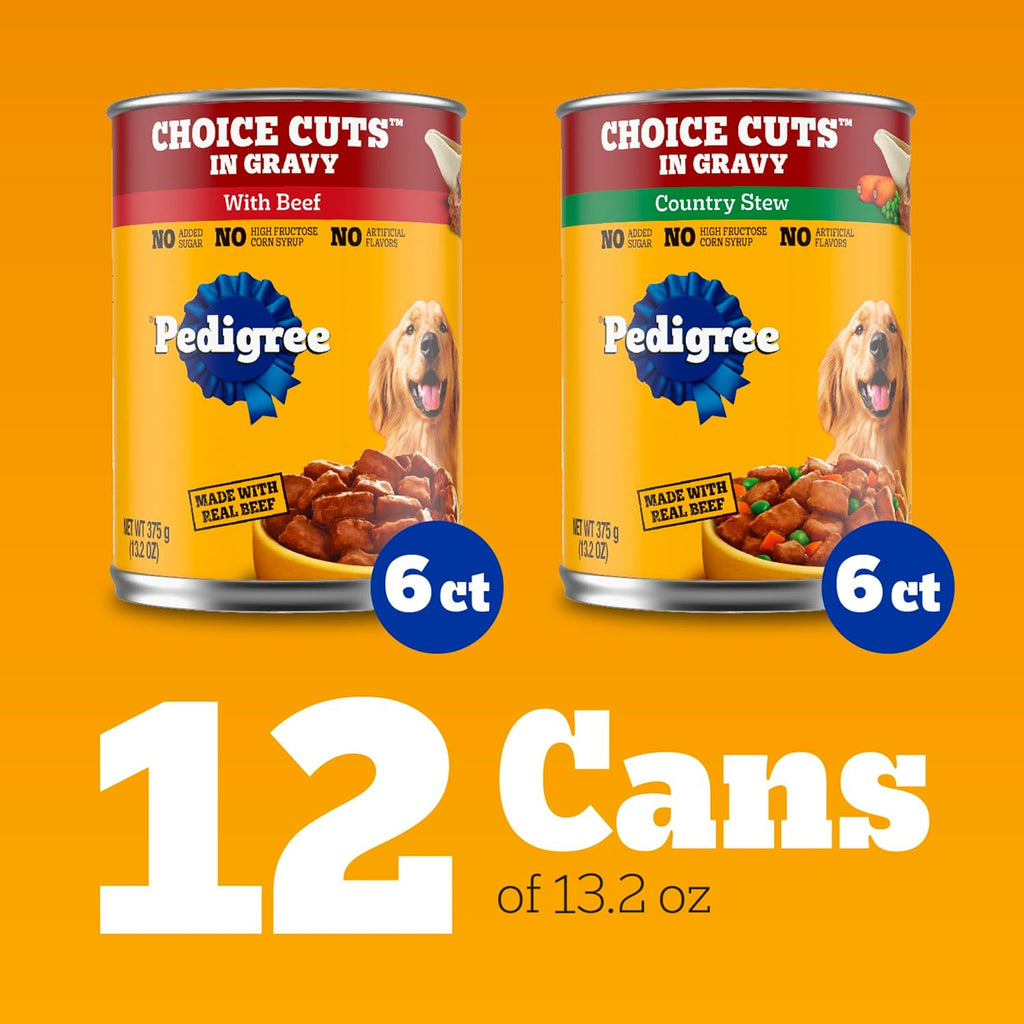 Pedigree Wet Dog Food, Choice Cuts Adult Canned Dog Food, Beef & Country Stew
