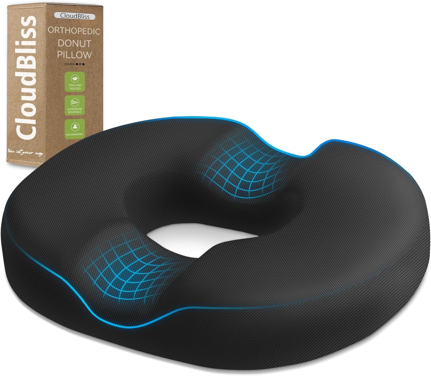 Donut Pillow Seat Cushion Chair Pad for Tailbone Pain Relief and Hemorrhoids