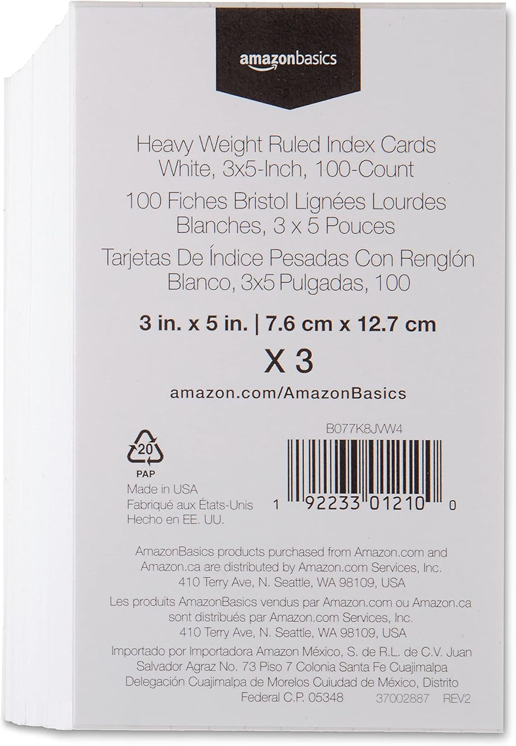 Amazon Basics Heavy Weight Ruled Index Cards for Studying and Note Taking