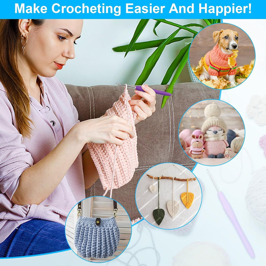 MECHEER Crochet Hooks 12 Sizes Crochet Hook Set, 51 Pack Yarn Crochet Kit for
