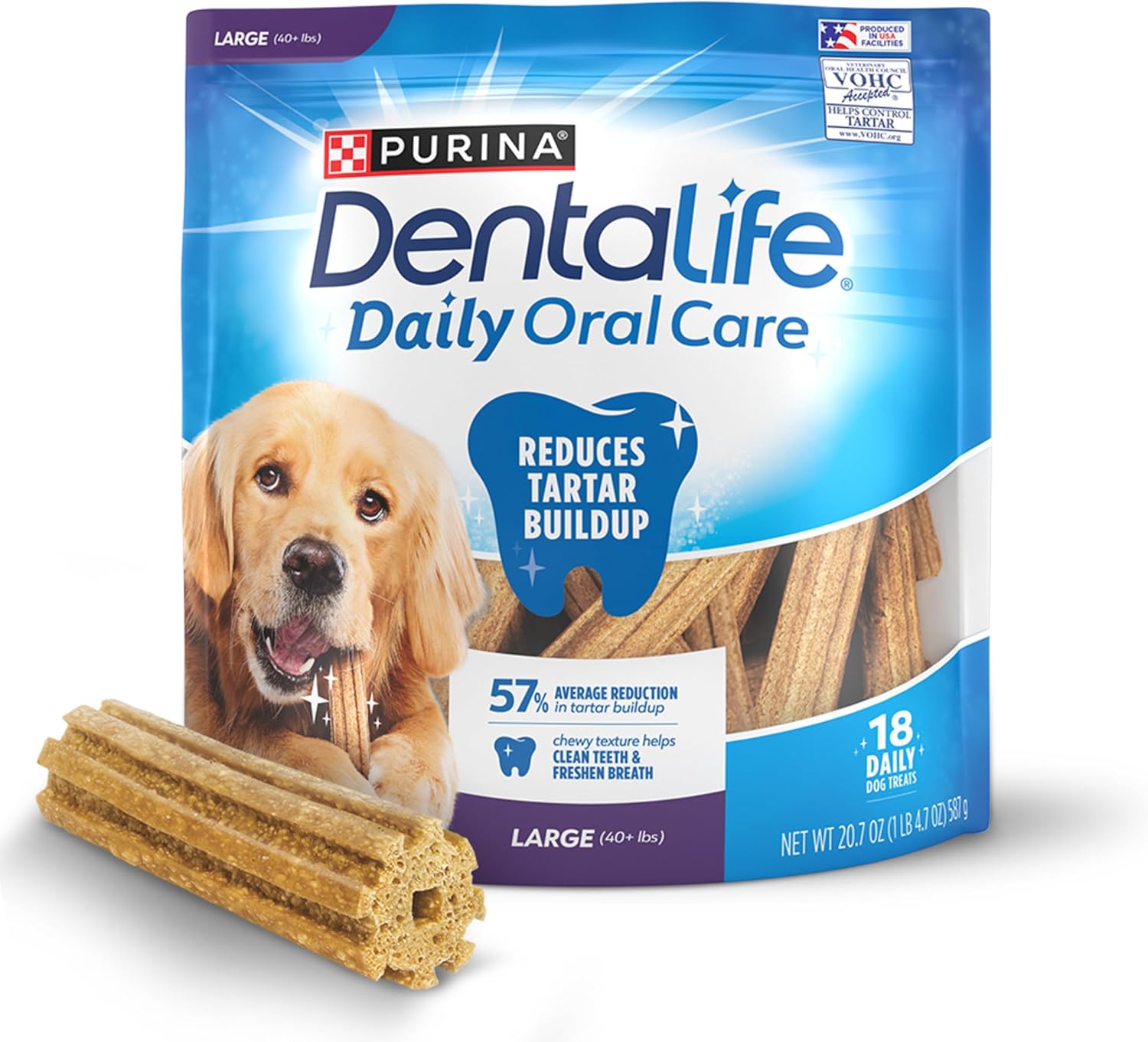 Purina DentaLife Made in USA Facilities Large Dog Dental Chews, Daily - 18