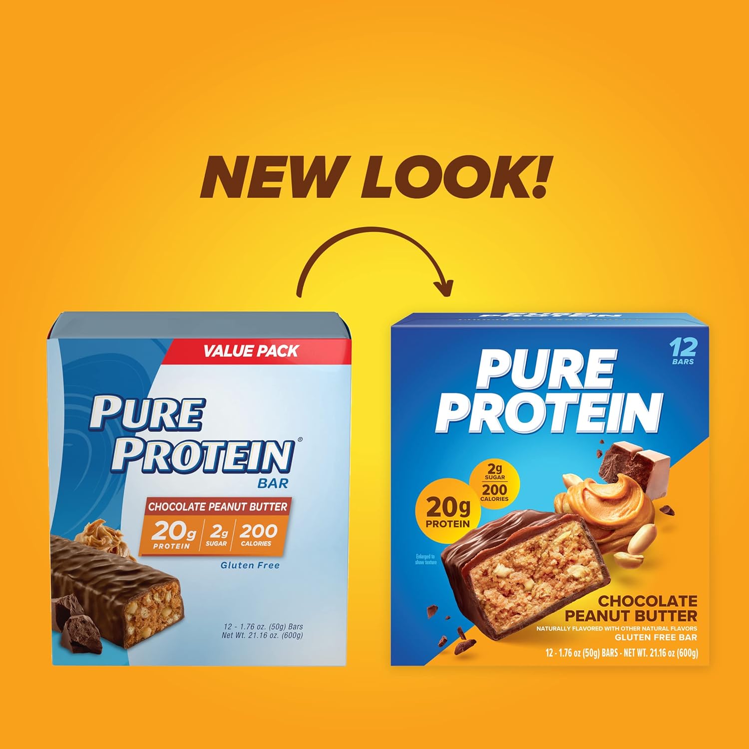 Pure Protein Chocolate Peanut Butter Protein Bars ‰ÛÒ 20g Protein, 3g Sugar