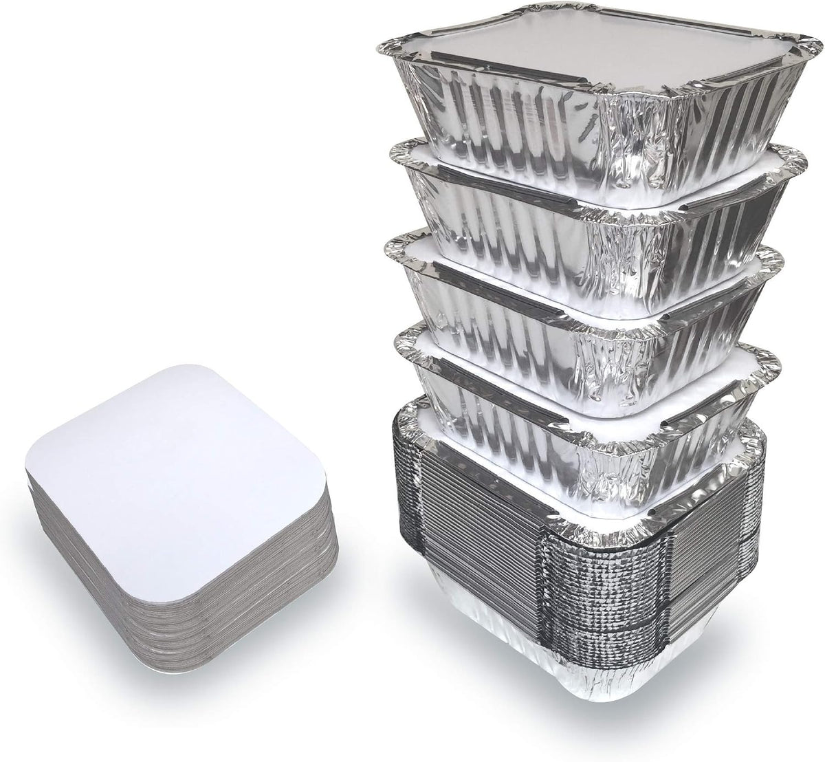 55 Pack - Aluminum Pan/Containers with Lids/Foil Containers/Aluminum Pans with Lids/Take