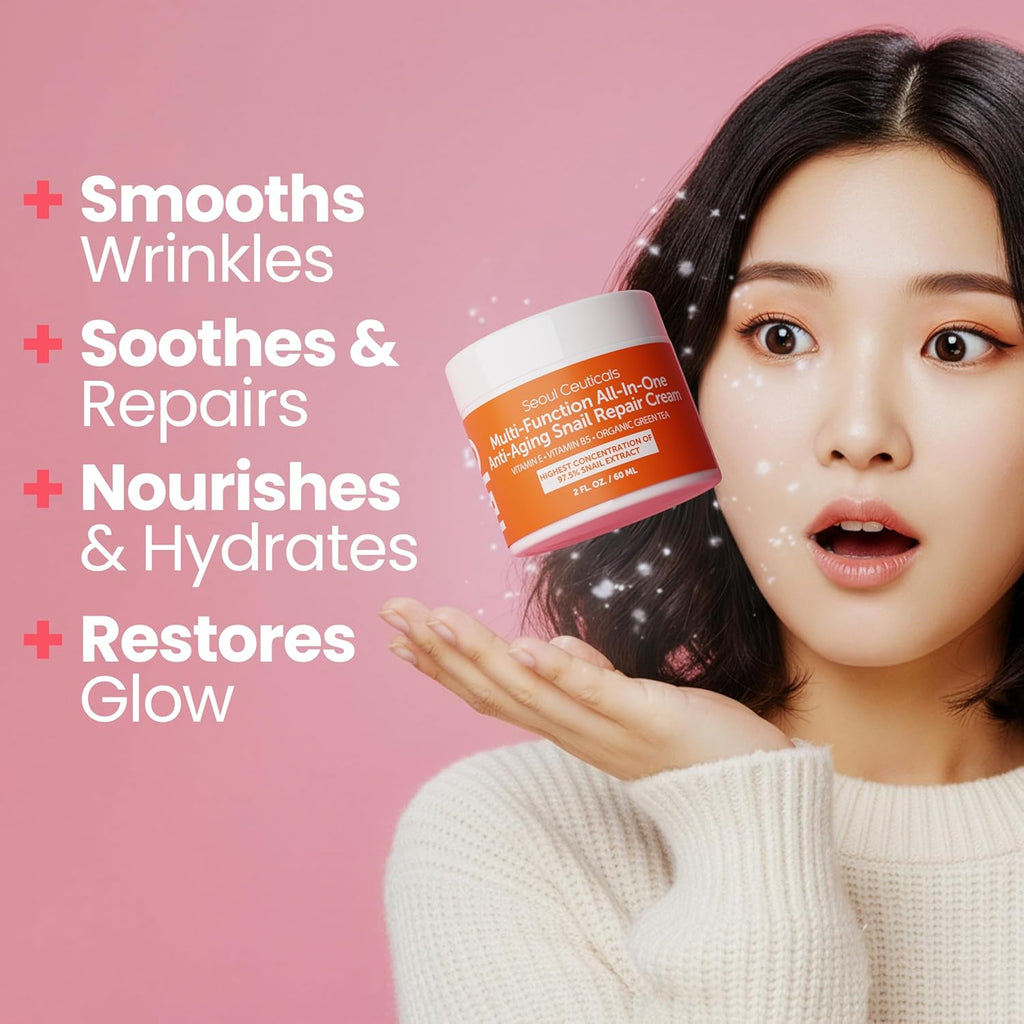 SeoulCeuticals Snail Mucin Moisturizer 97.5% - Korean Skin Care Snail Repair