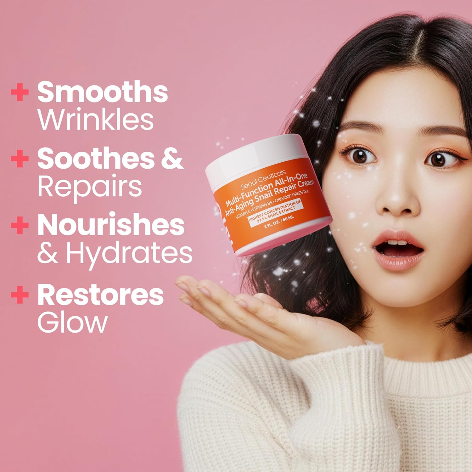 SeoulCeuticals Snail Mucin Moisturizer 97.5% - Korean Skin Care Snail Repair