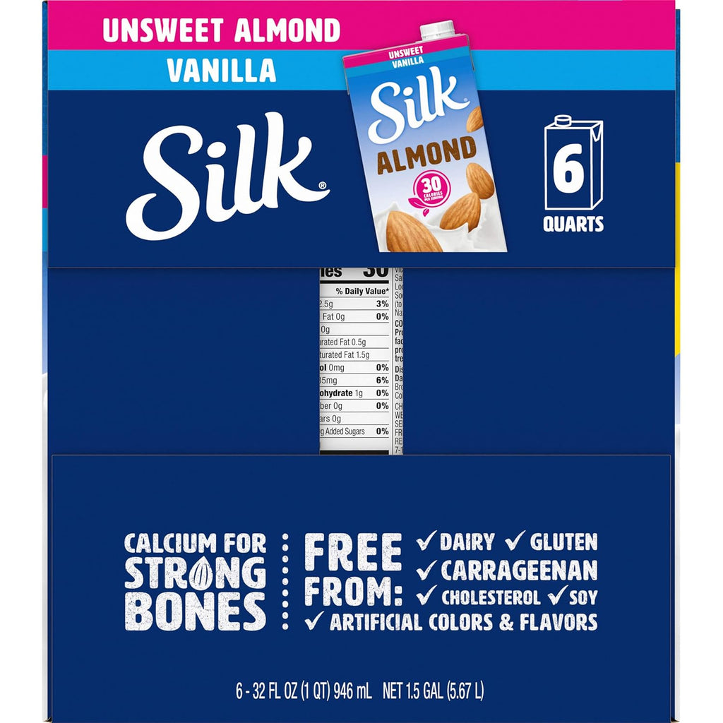 Silk Shelf-Stable Almond Milk, Unsweetened Vanilla, Dairy-Free, Vegan