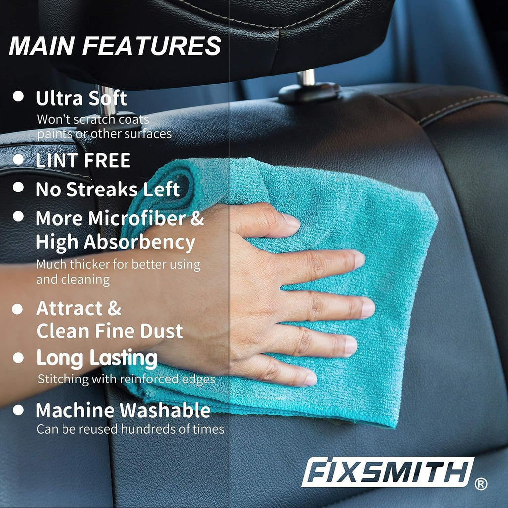 FIXSMITH Microfiber Cleaning Cloth - Pack of 8, Size: 12 x 16 in