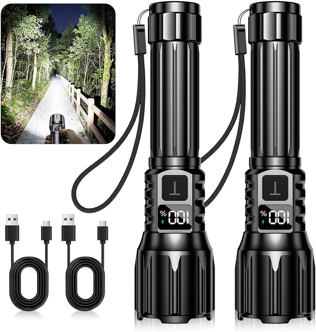 2Pack Rechargeable Flashlights, Super Bright High Lumens Flashlight