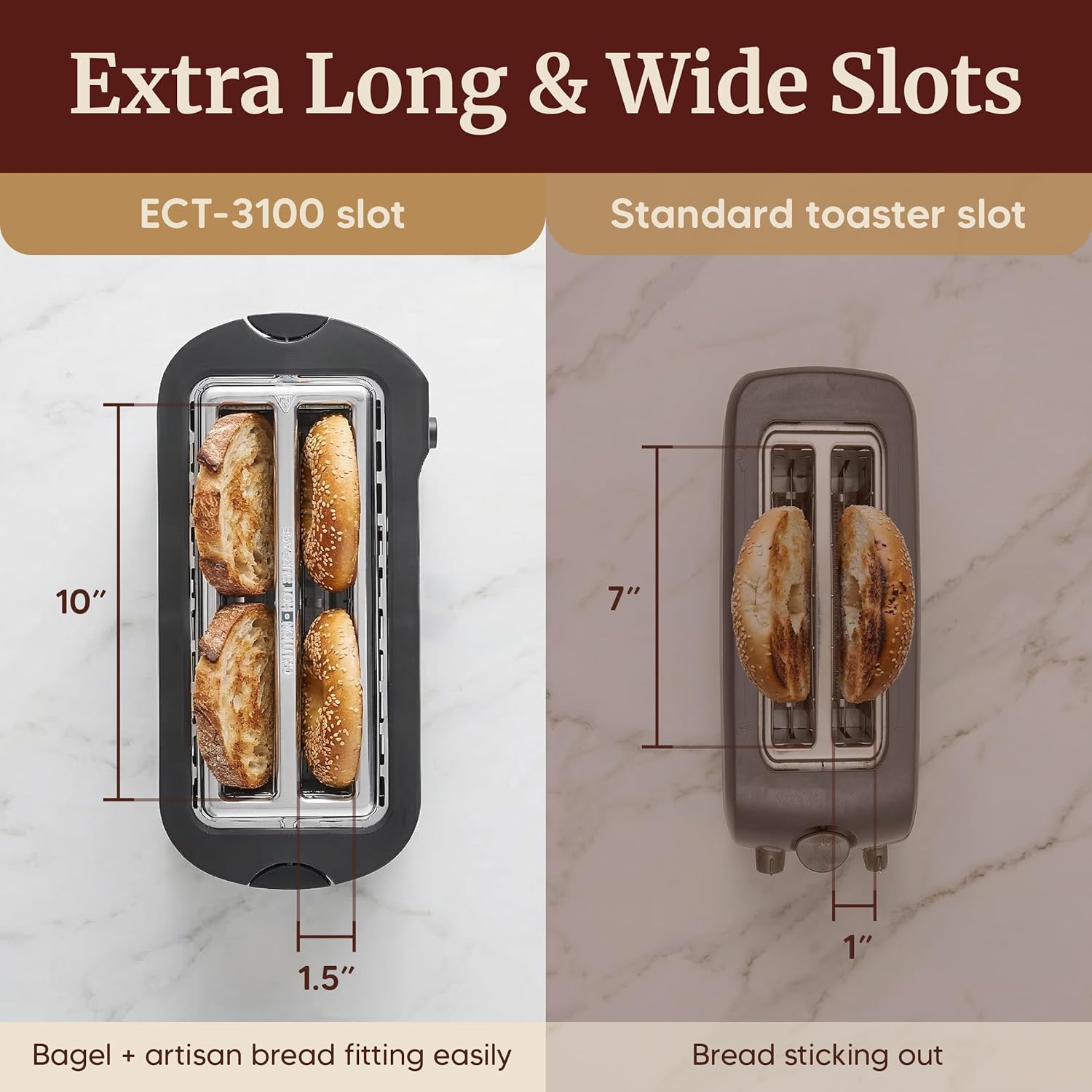 Elite Gourmet ECT-3100 4-Slice Long Slot Toaster