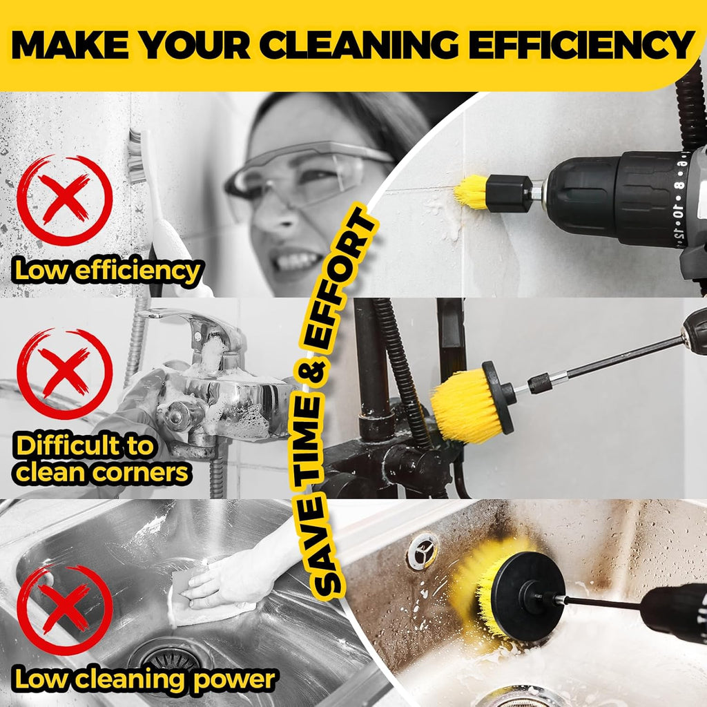 Holikme 6Pack Drill Brush Power Scrubber Cleaning Brush Extended Long