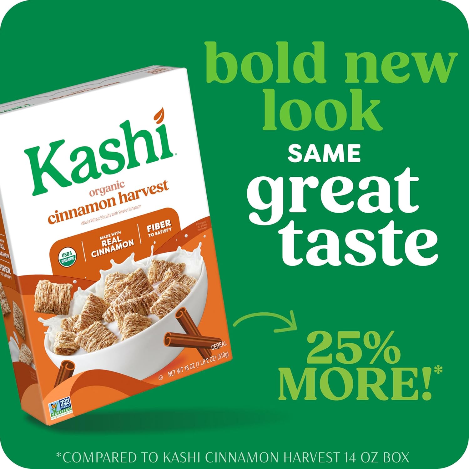 Kashi Breakfast Cereal, Organic, Whole Grain, Cinnamon Harvest, 18oz Box (1