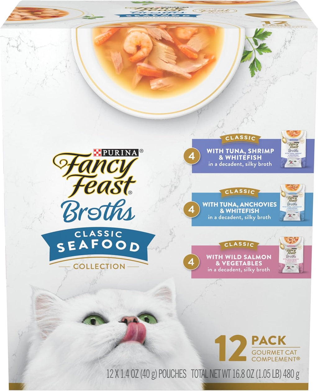 Purina Fancy Feast Lickable Wet Cat Food Broth Complement Classics Collection