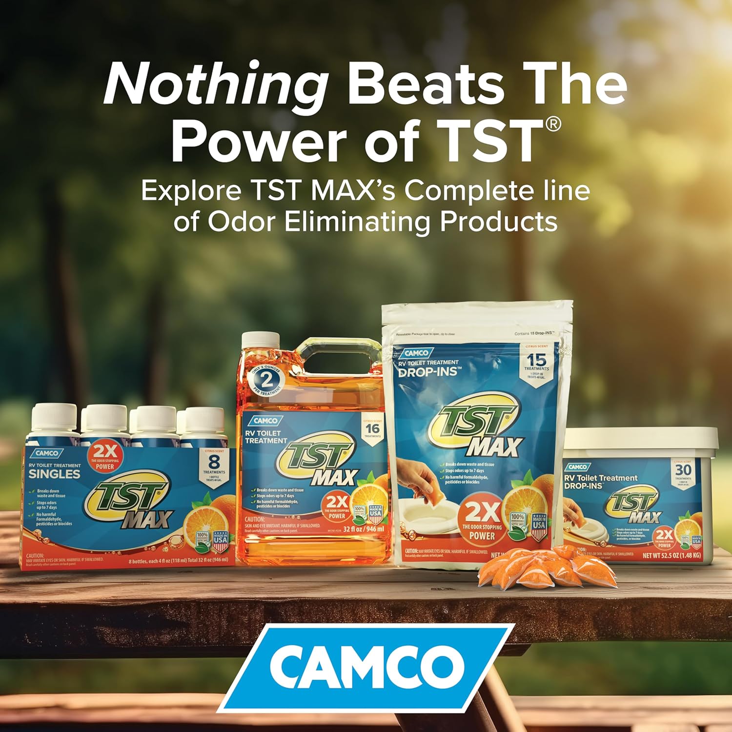 Camco TST MAX RV Toilet Treatment Drop-INs - Control Unwanted Odors & Break