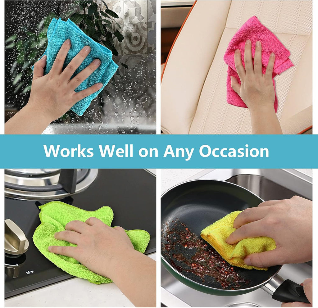 HOMEXCEL Microfiber Cleaning Cloth,12 Pack Cleaning Rags, Cleaning Towels