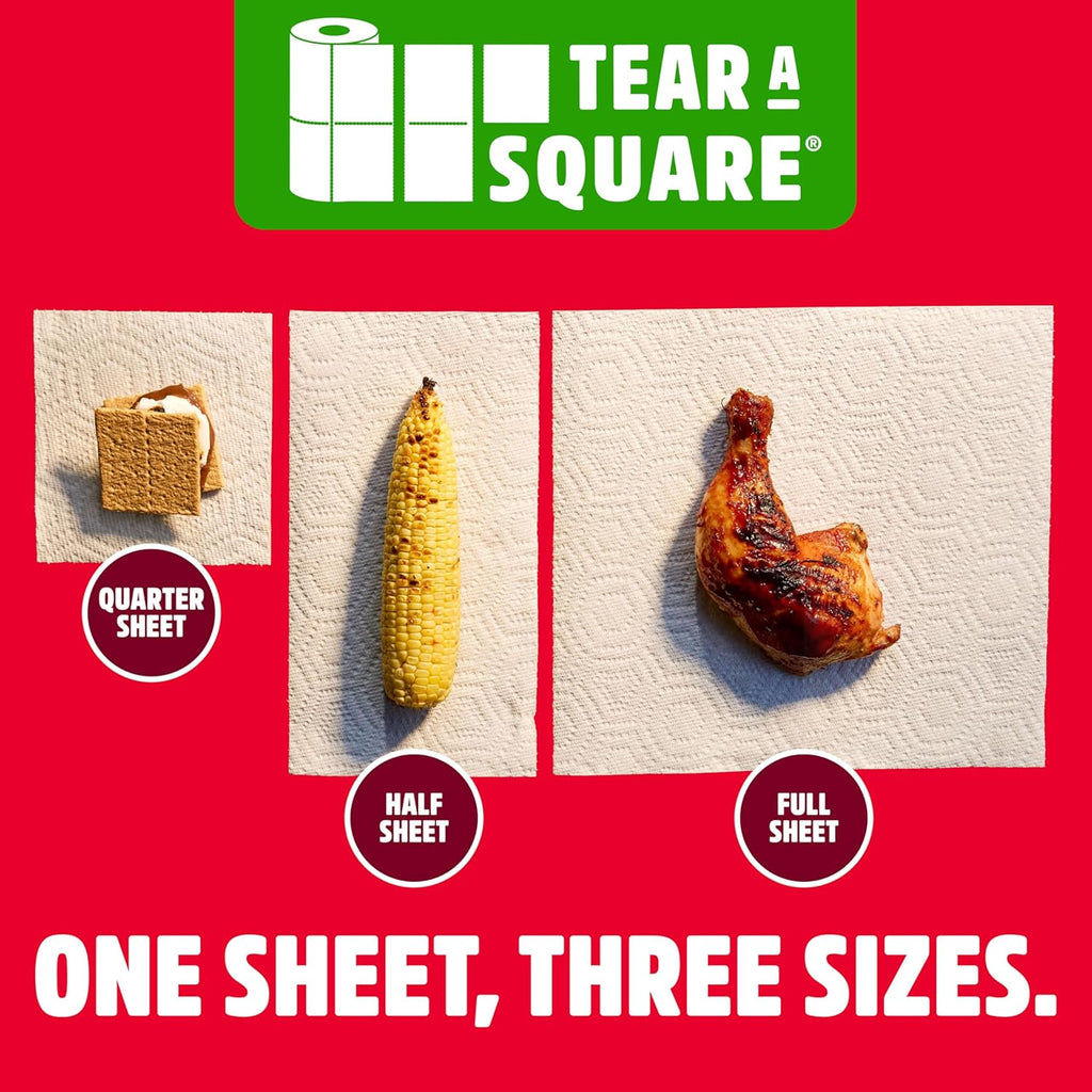 Brawny Tear-A-Square 3-Ply Paper Towels, 6 Double Rolls = 12 Regular Rolls