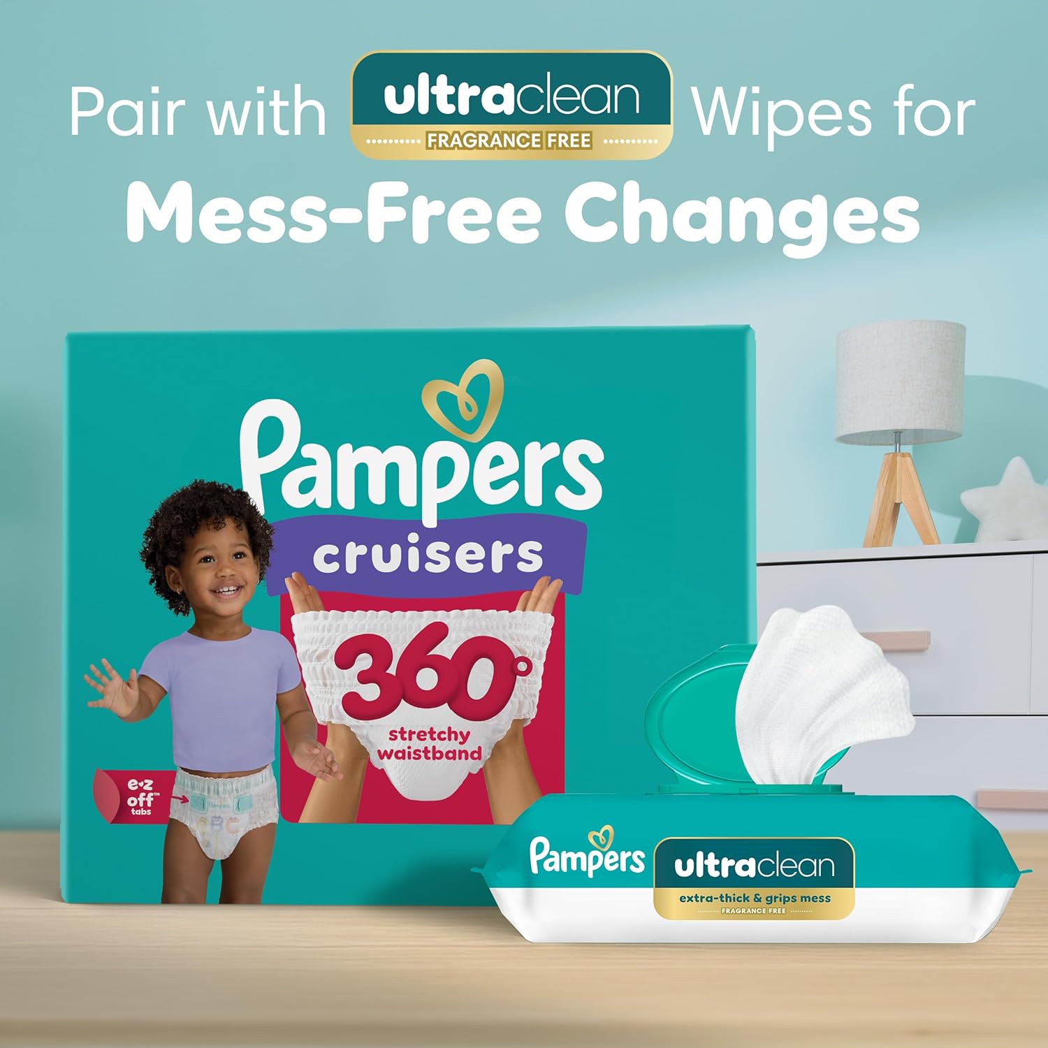Pampers Diapers - Cruisers 360 - Size 5, 128 Count, Babyproof up to 100%