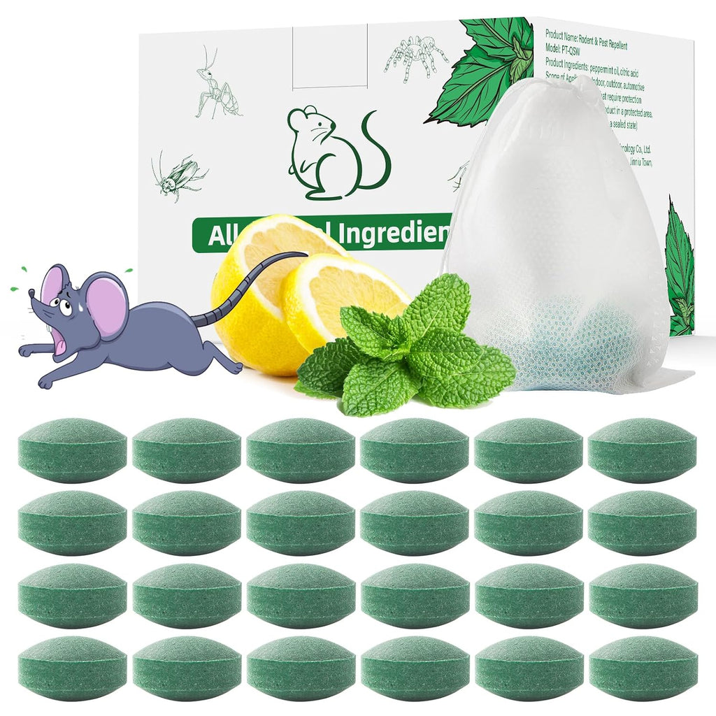 Pest Rodent Repellent, 24 Pack Peppermint Oil Repellent for Mouse Rats Spider