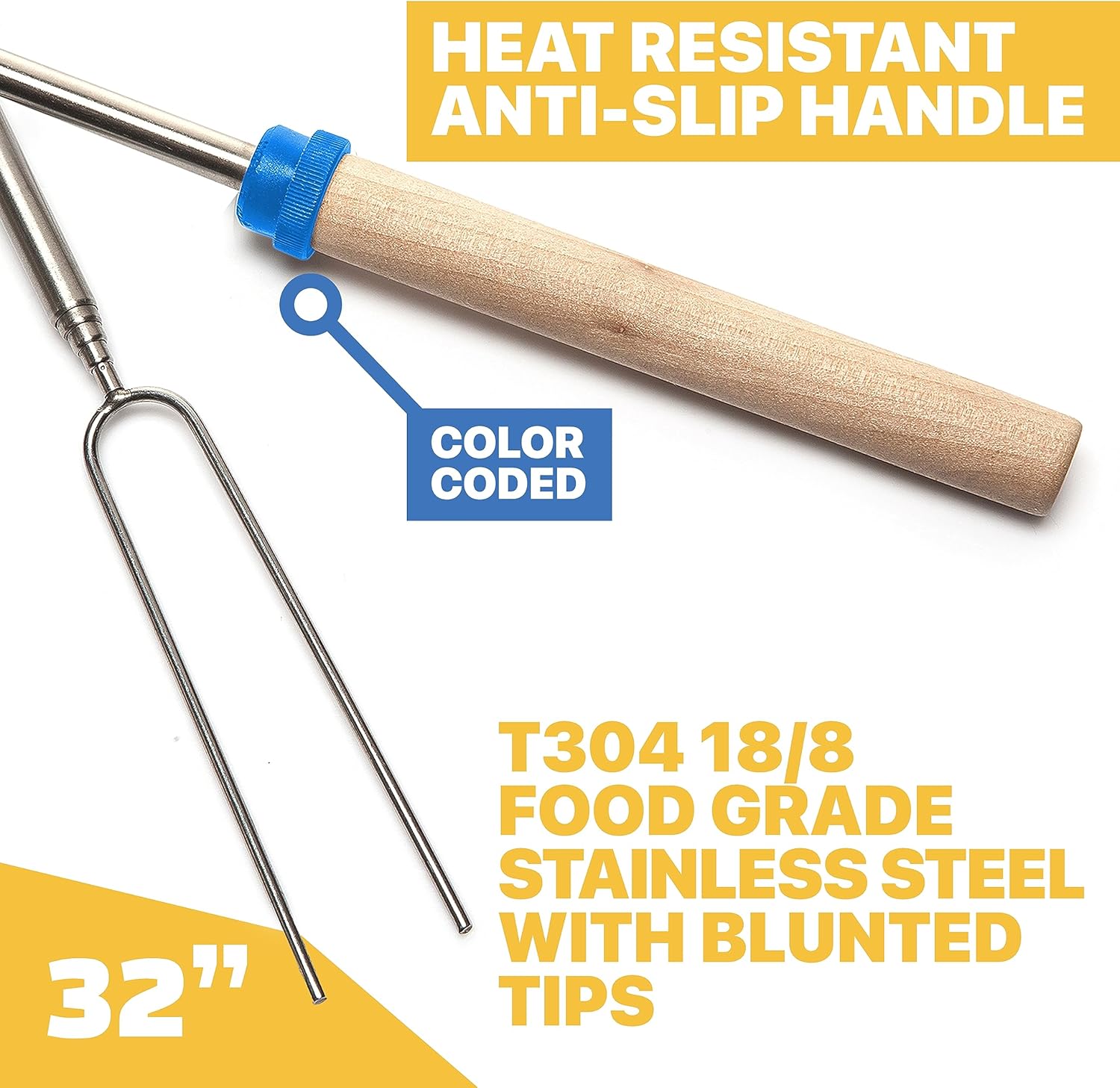 MalloMe Smores Sticks for Fire Pit Long - Marshmallow Roasting Sticks Smores