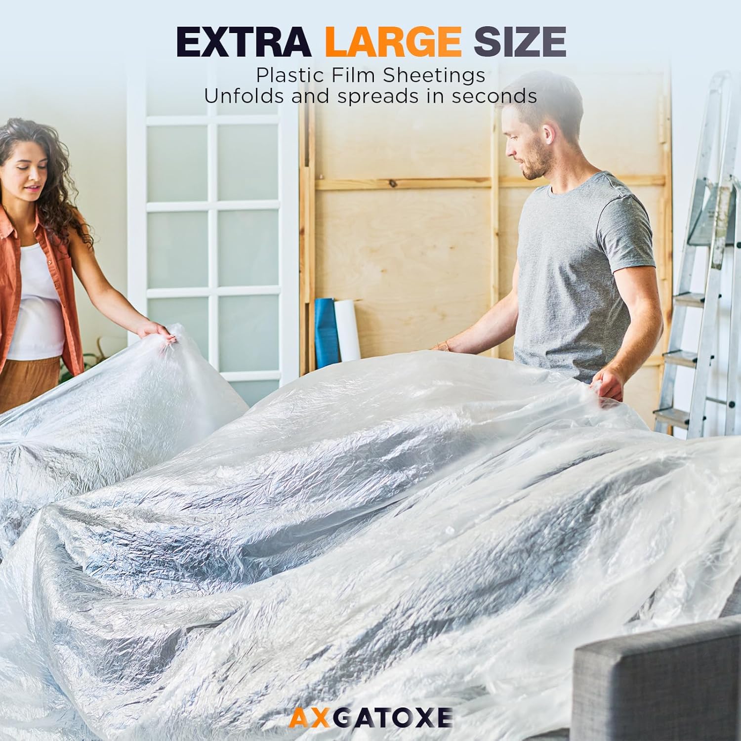 12 x 9 Ft Plastic Drop Cloths (6-Pack) - Disposable Painter's Sheeting &